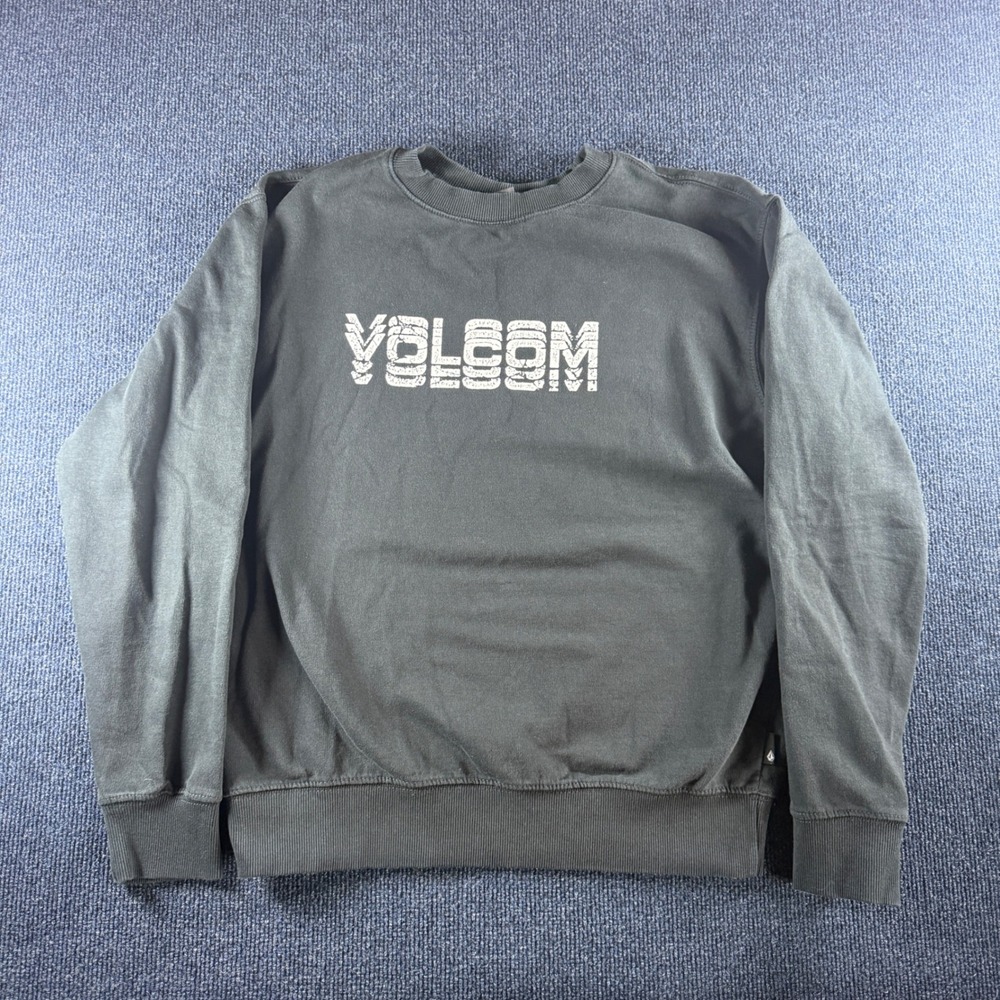 Volcom Mens Graphic Logo Crewneck Sweatshirt Faded Black Small Pullover Skate